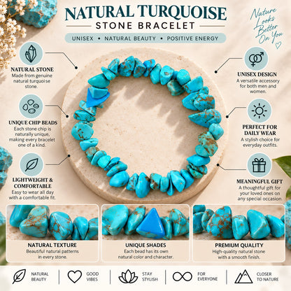 Aquamarine & Turquoise Chip Bracelet For Women