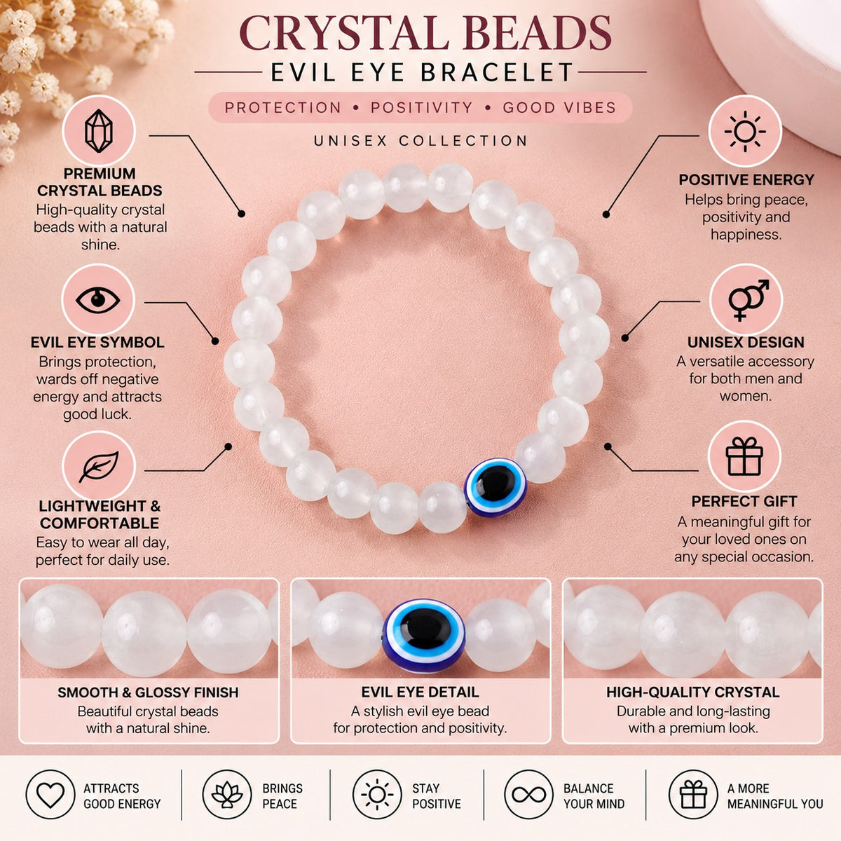 Evil Eye Aquamarine Wish Bracelet For Women