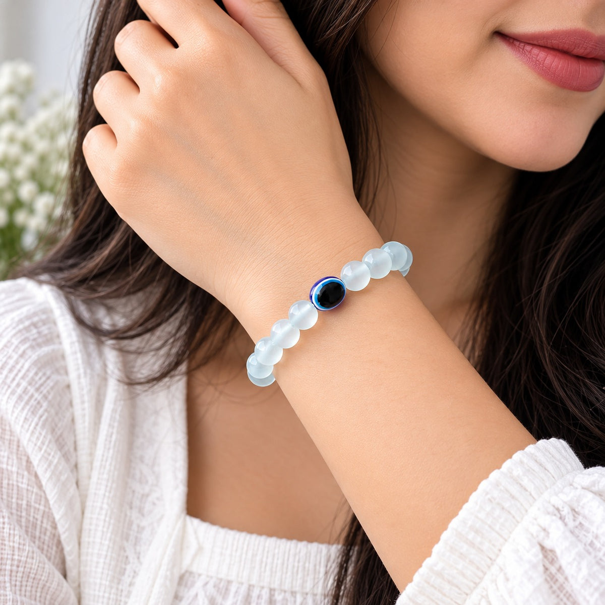 Evil Eye Aquamarine Wish Bracelet For Women