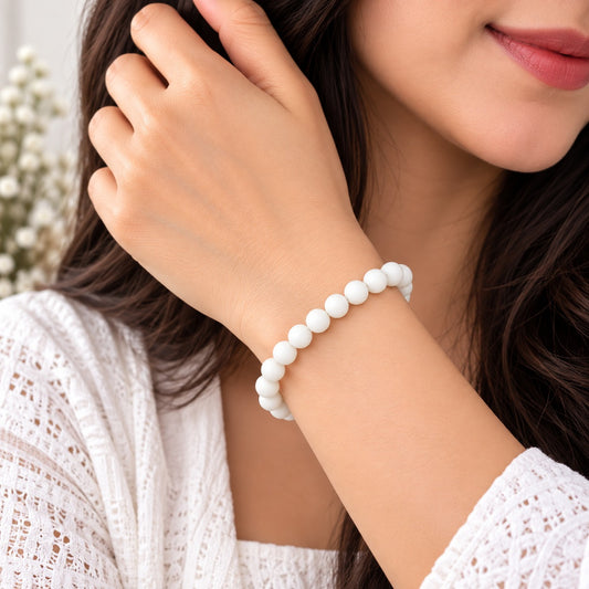 Snowy Matte Stone Bracelet For Women