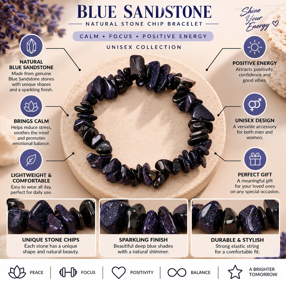 Charcoal Black Chips Crystals Bracelet for Women