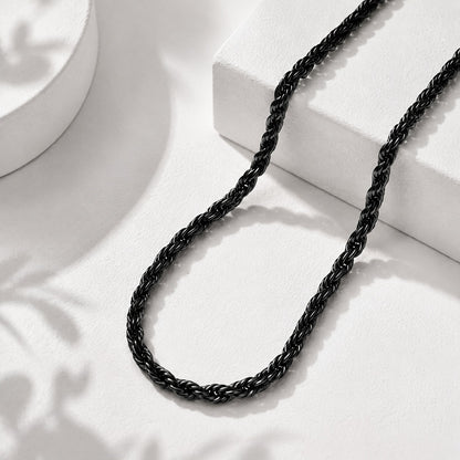 Black Rope Chain Necklace For Men (22 Inch)