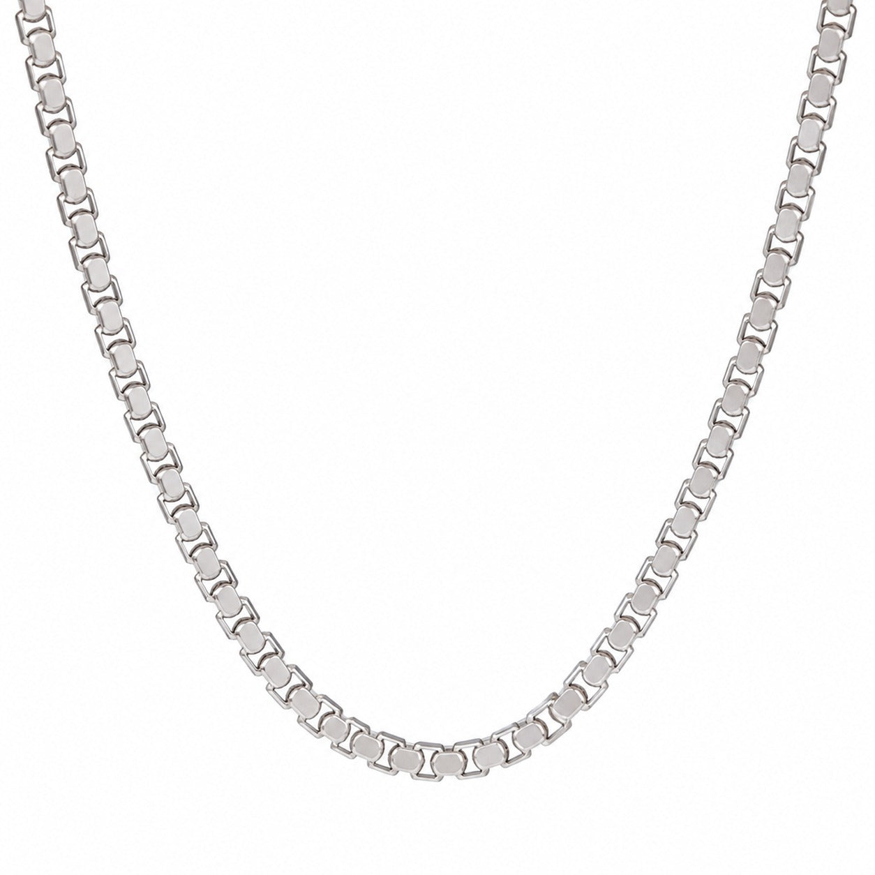 Silver Stainless Steel Italian Box Chain For Men (21.5 Inch)