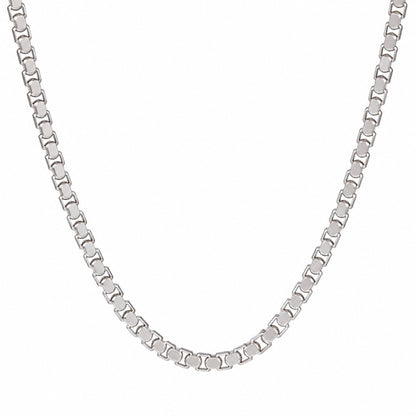 Silver Stainless Steel Italian Box Chain For Men (21.5 Inch)