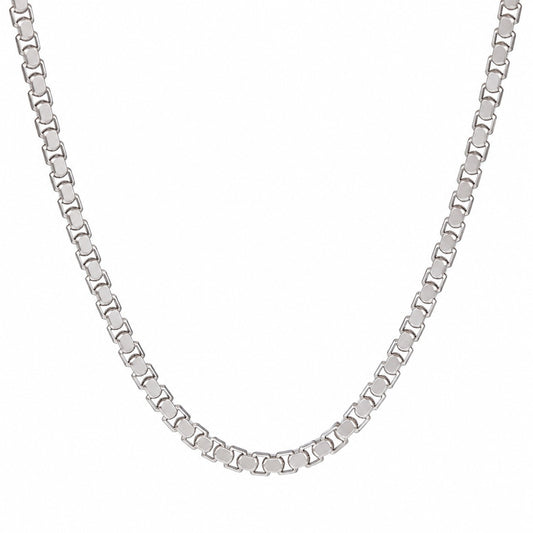 Silver Stainless Steel Italian Box Chain For Men (21.5 Inch)