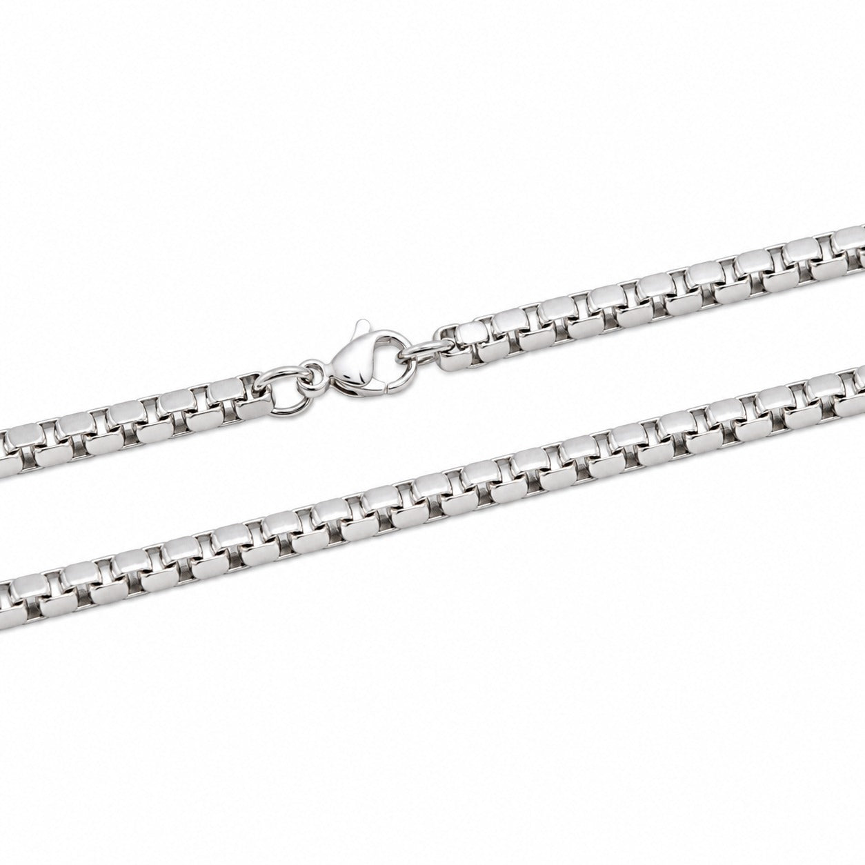 Silver Stainless Steel Italian Box Chain For Men (21.5 Inch)