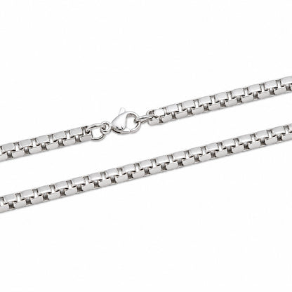 Silver Stainless Steel Italian Box Chain For Men (21.5 Inch)