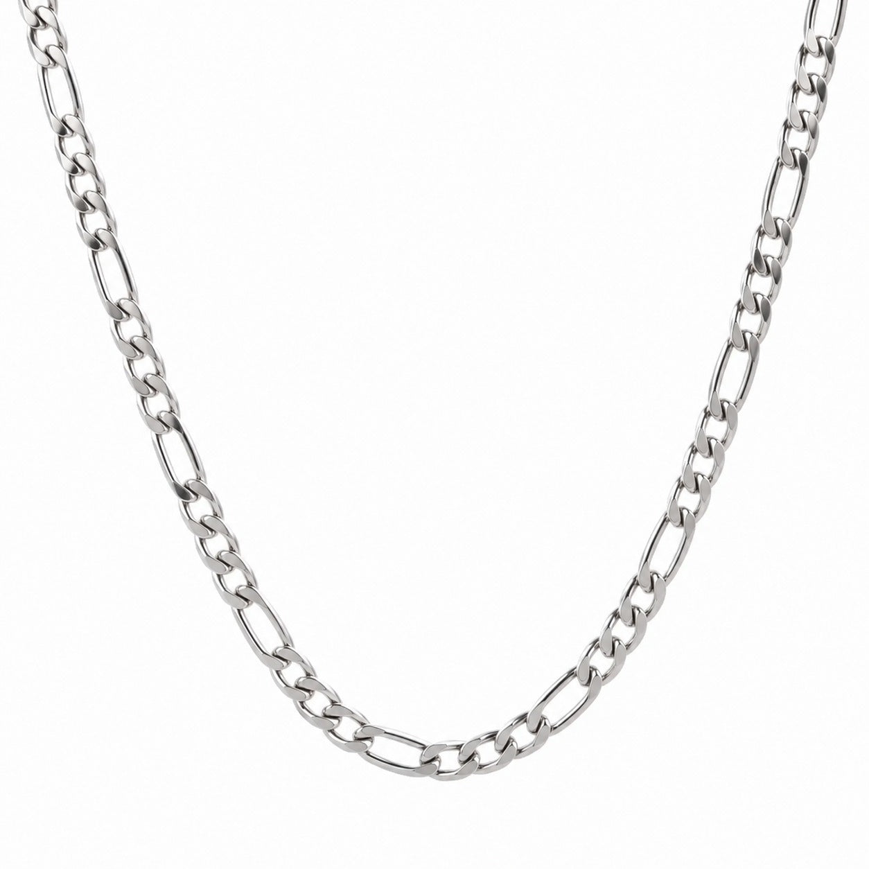 Premium Silver Figaro Link Chain Necklace ( 22 Inch )