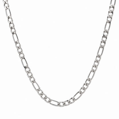 Premium Silver Figaro Link Chain Necklace ( 22 Inch )