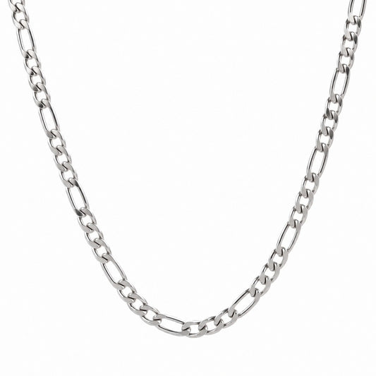 Premium Silver Figaro Link Chain Necklace ( 22 Inch )