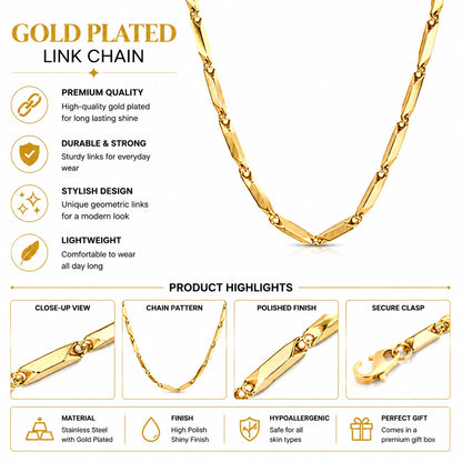 Gold Link Chain Necklace For Men & Women