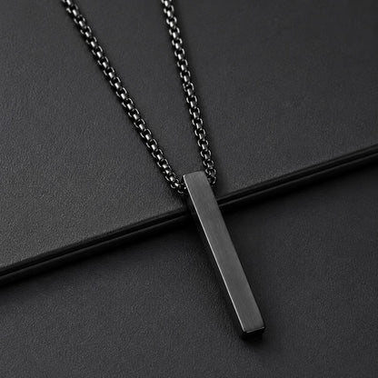 Black Bar Pendant Chain Necklace For Men
