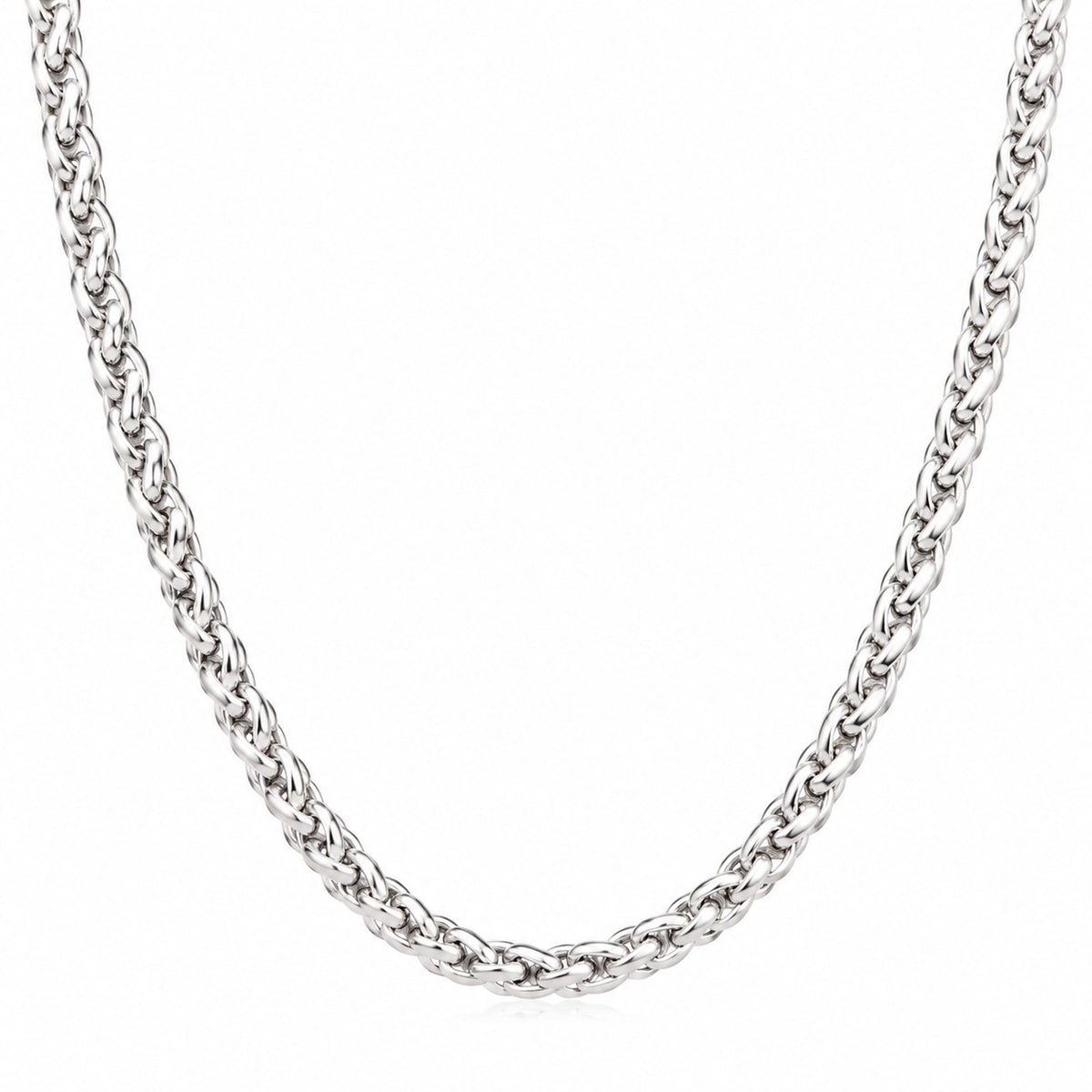 Stainless Steel Twisted Necklace Chain for Men (21.5 Inch)