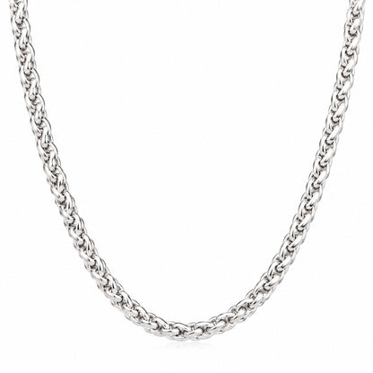 Stainless Steel Twisted Necklace Chain for Men (21.5 Inch)