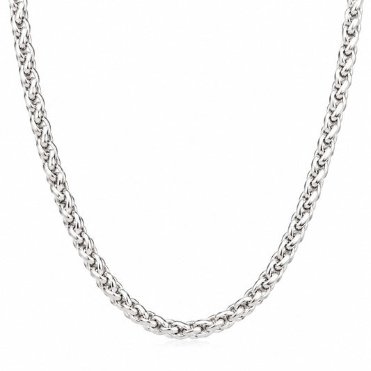 Stainless Steel Twisted Necklace Chain for Men (21.5 Inch)