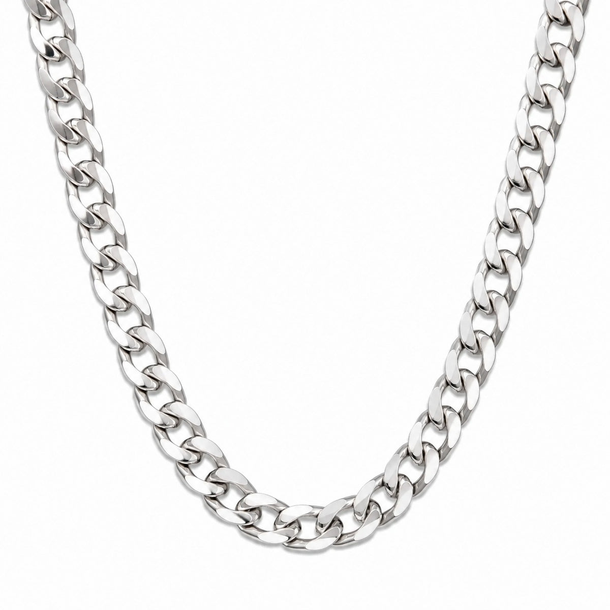 Silver Stainless Steel Curb Chain For Men (21.5 Inch)