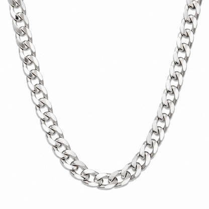 Silver Stainless Steel Curb Chain For Men (21.5 Inch)