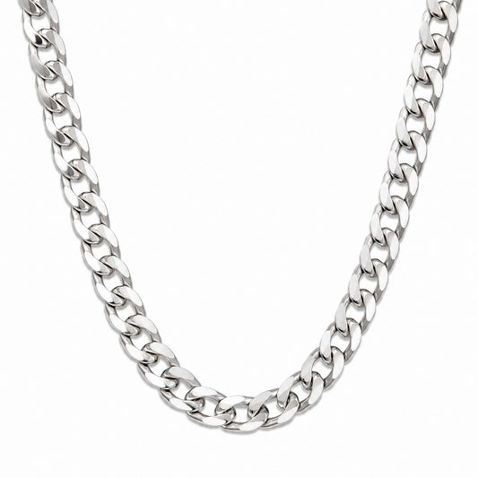 Silver Stainless Steel Curb Chain For Men (21.5 Inch)