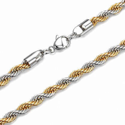 Branta Men's Gold & Silver Twist Chain (21.5 Inch)