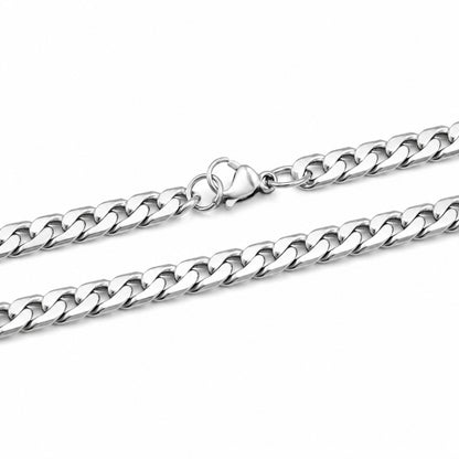 Silver Stainless Steel Curb Chain For Men (21.5 Inch)