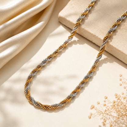 Branta Men's Gold & Silver Twist Chain (21.5 Inch)