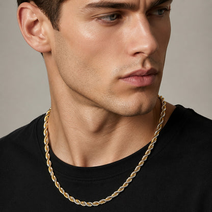 Branta Men's Gold & Silver Twist Chain (21.5 Inch)