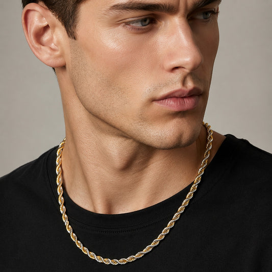 Branta Men's Gold & Silver Twist Chain (21.5 Inch)