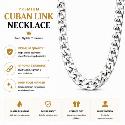 Silver Stainless Steel Curb Chain For Men (21.5 Inch)