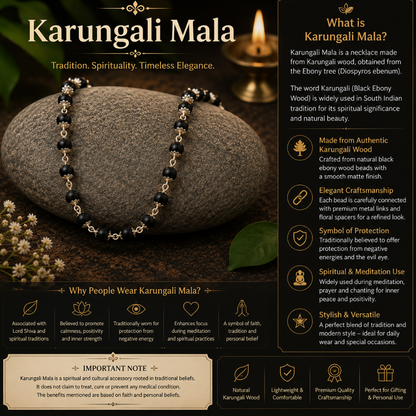Original Karungali Mala Necklace for Men & Women | Natural Ebony Wood Beads - 6 MM