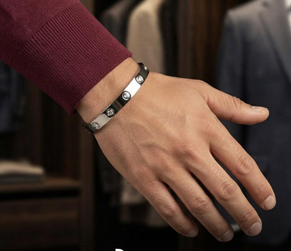 Classic Love Diamond Silver Bracelet For Men