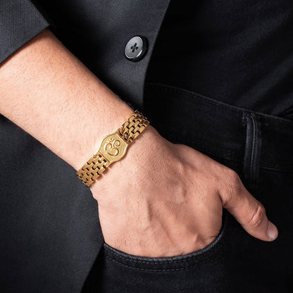 Buy Stylish Lucky Om Gold Bracelet For Men Online – Brantashop