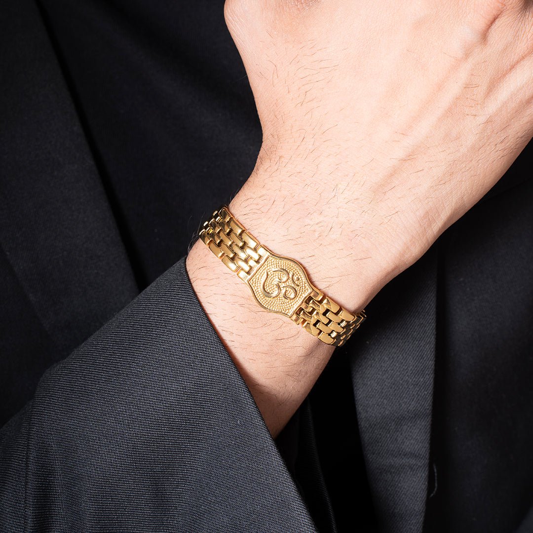 Premium Om Gold Bracelet For Men