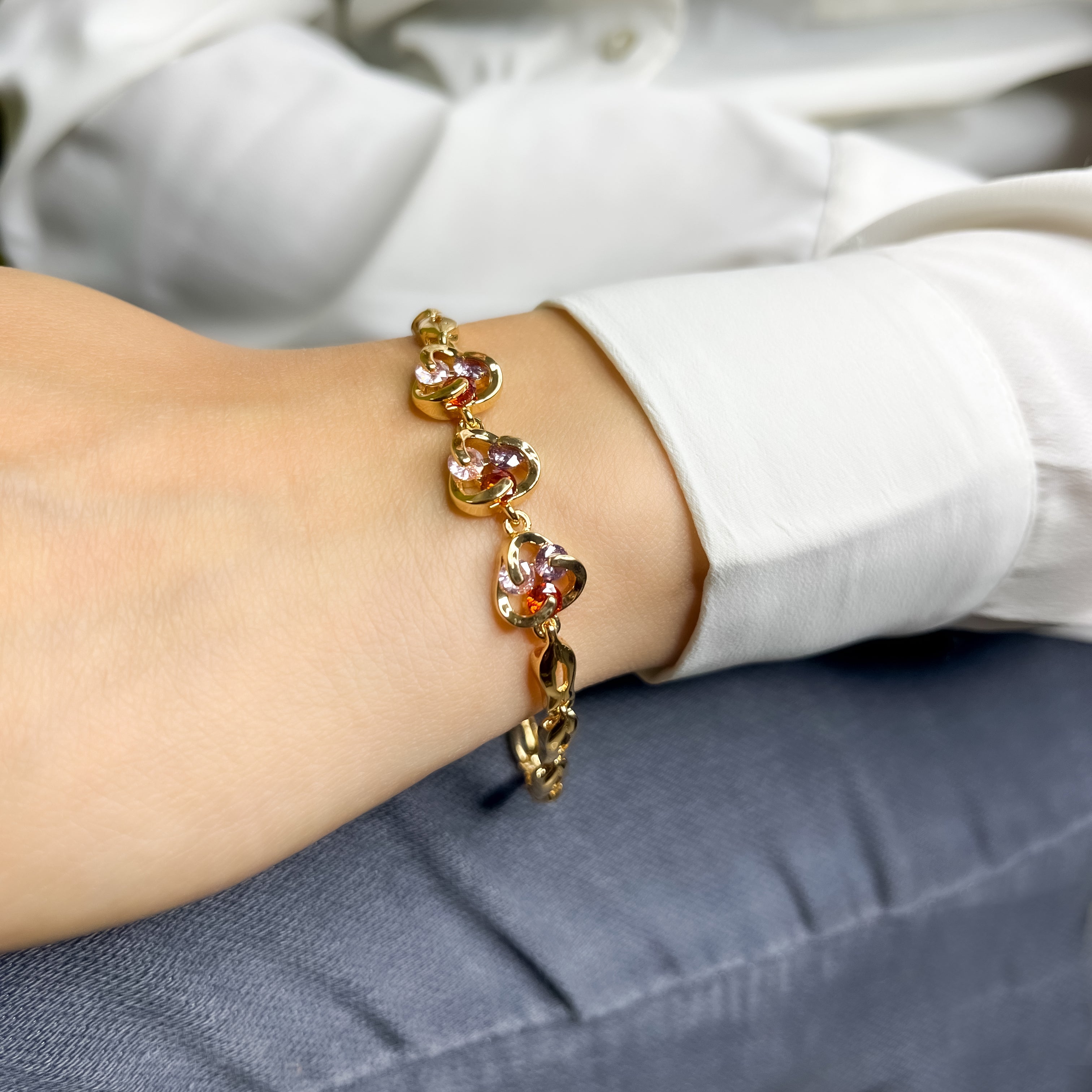 Pandora Era Bezel Triple Lab-grown Diamond Chain Bracelet 0.45 carat tw 14k  Gold | Gold | Pandora US