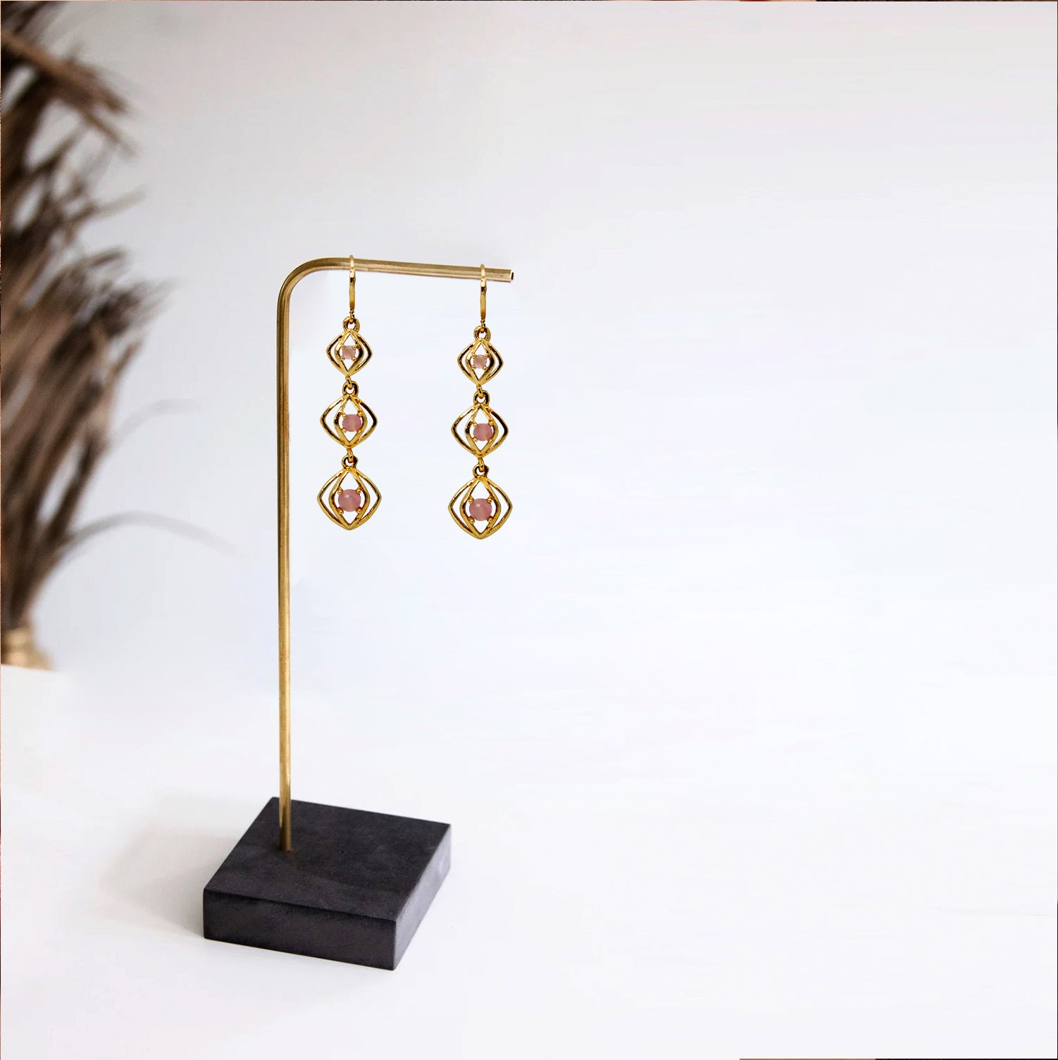 pink stone earrings for women