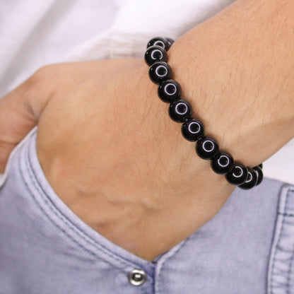 Black Crystal Bracelet For Men & Women