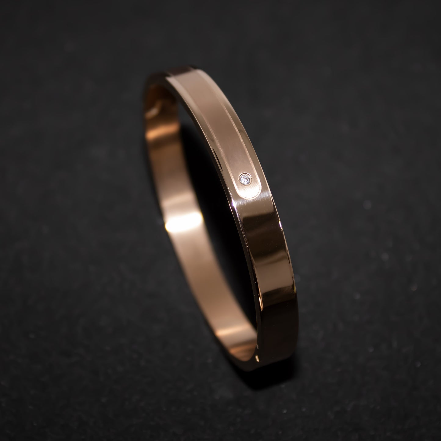 Minimalistic Diamond Rose Gold Men's Bracelet