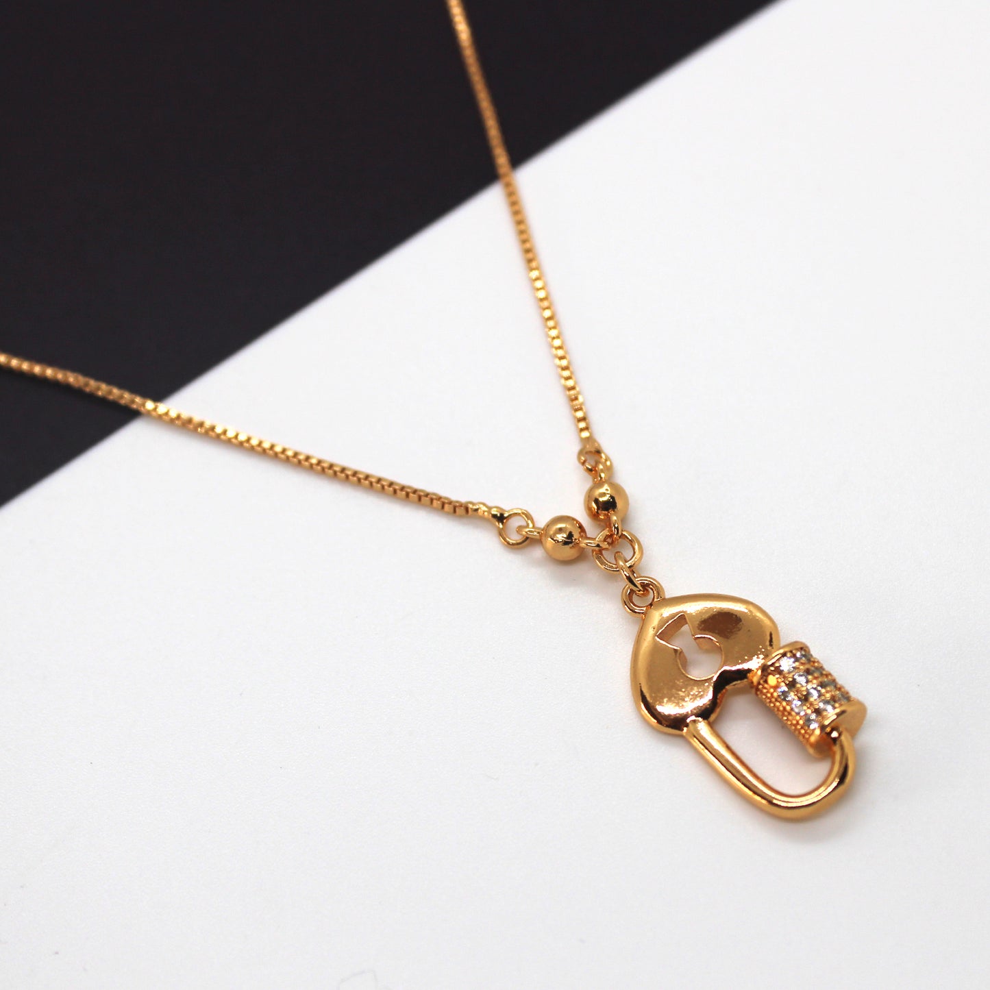 Heart Lock Pendant with Box Chain For Women