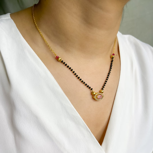 Pink Marquise Diamond Mangalsutra For Women